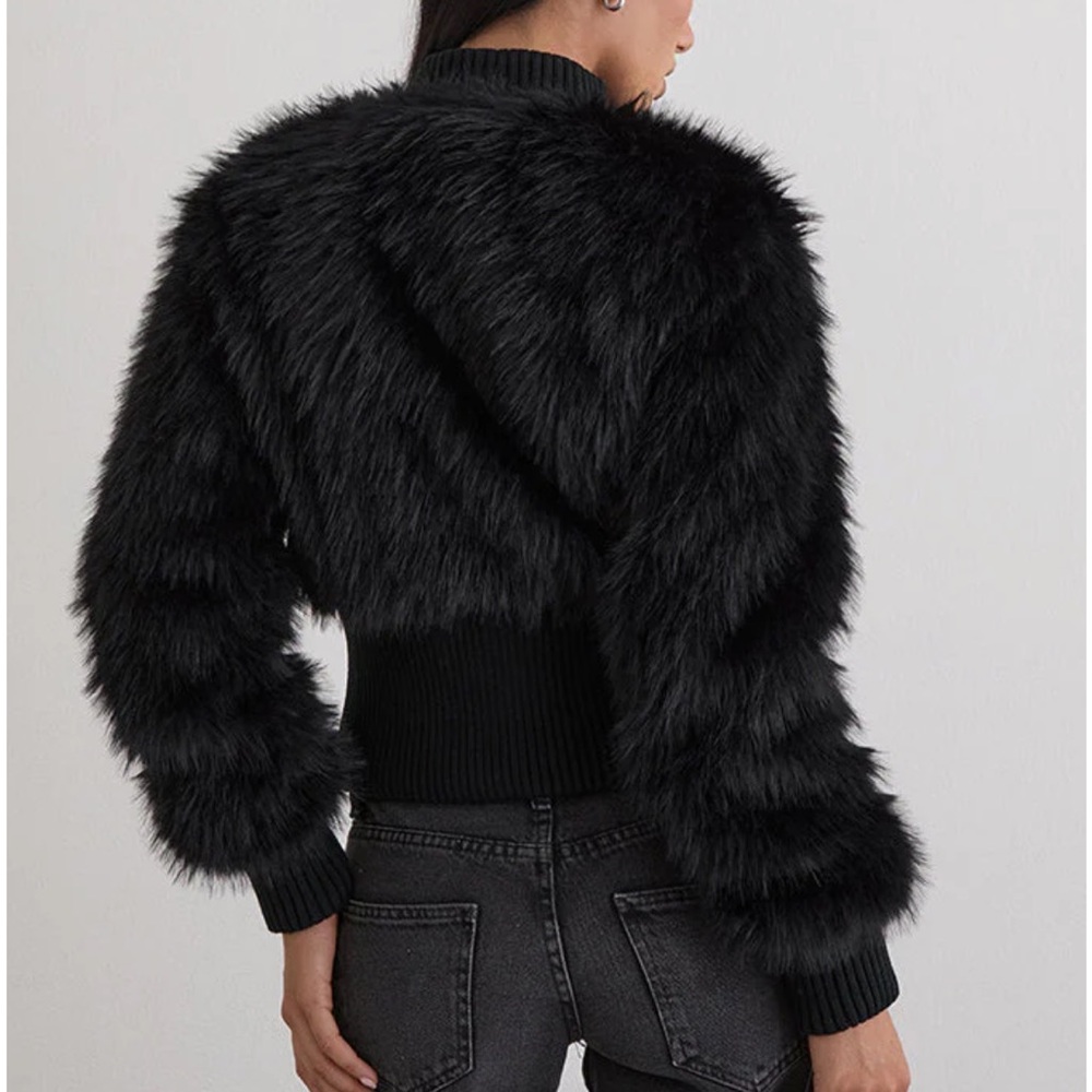 Motel rocks Homari Shaggy Faux Fur Jacket In Black - Picture 3 of 4